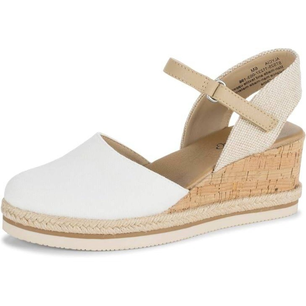 Baretraps Alycia Women White Wedge Sandals Espadrille Ankle Strap Size 7.5M